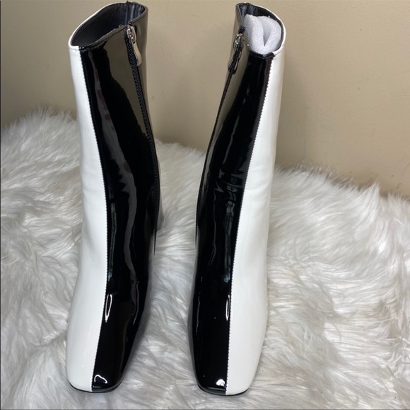 Azalea Wang Black & White Patent Ankle Bootie - Picture 7 of 11